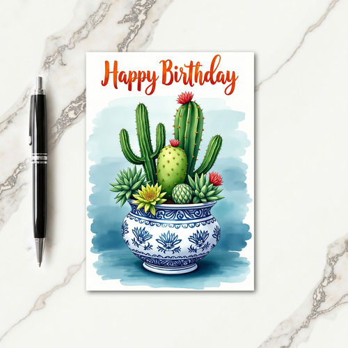 Cactus Art Birthday Card