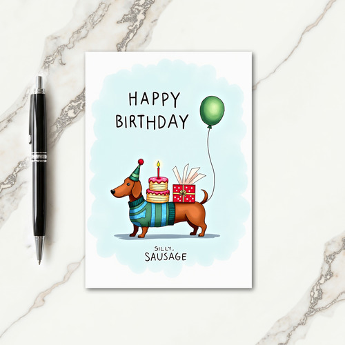 Cake And Gift Dog Birthday Card