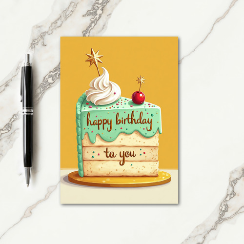 Cake Birthday Illustration Card