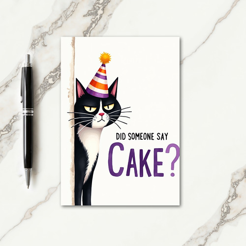 Cake Cat Birthday Illustration Card