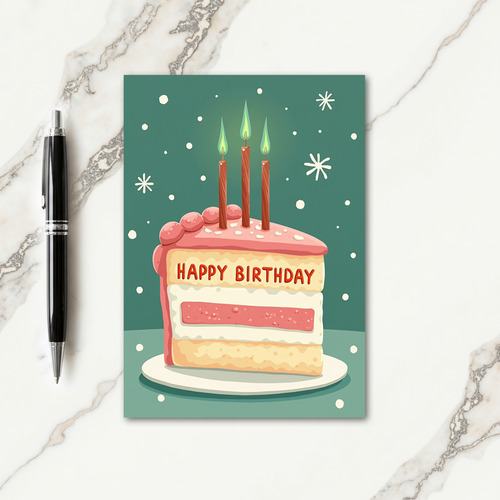 Cake Slice Green Flame Card