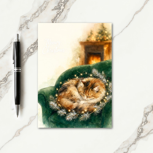 Calico Cat Christmas Card