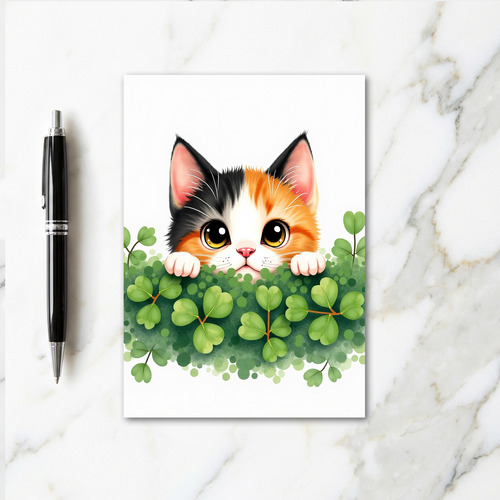 Calico Kitten Peekaboo Cute Card