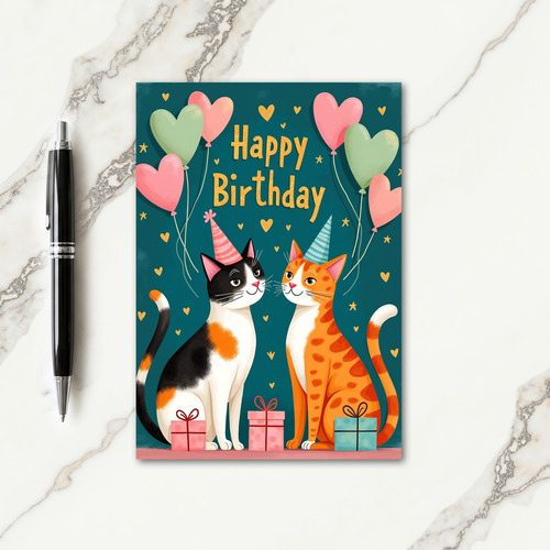 Calico Tabby Birthday Card