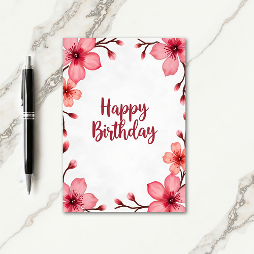 Calligraphy Bloom Birthday Card