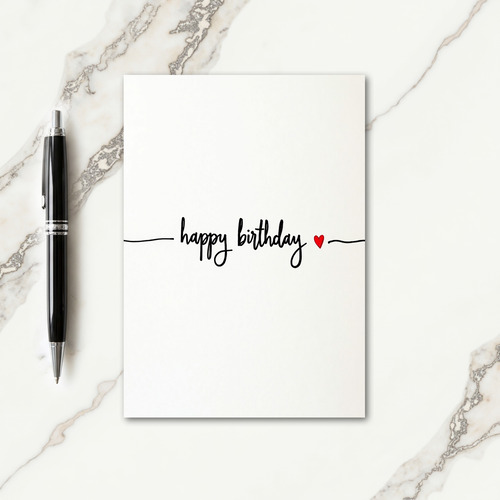 Calligraphy Heart Birthday Card