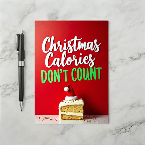 Calories Dont Count Christmas Card  Dessert Joke