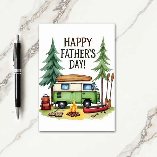 Campfire Fathers Day Illustration Card