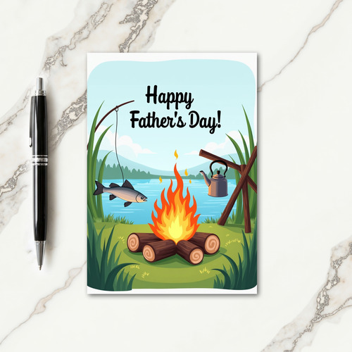 Campfire Fathers Day Scene Card