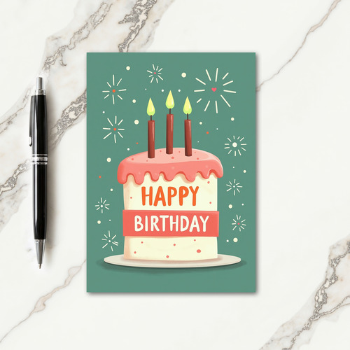 Candle Lit Cake Birthday Card