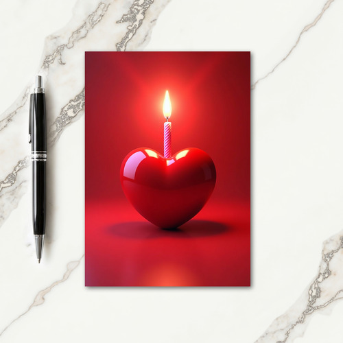 Candlelit Heart Birthday Card