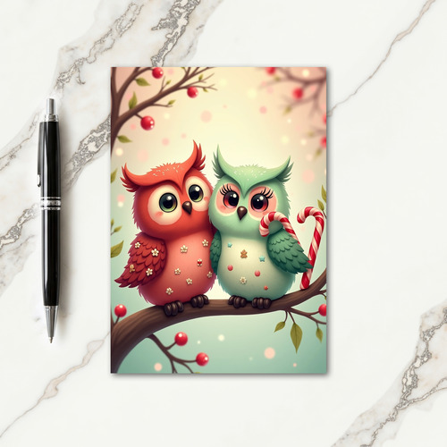 Candy Cane Birds Christmas Card thumbnail