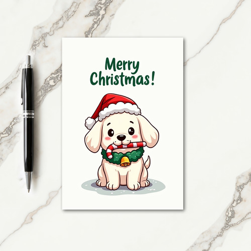 Candy Cane Pup Holiday Card