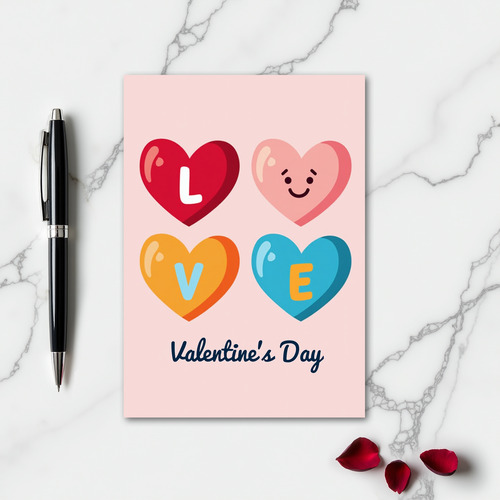 Candy Heart Love Grid Card