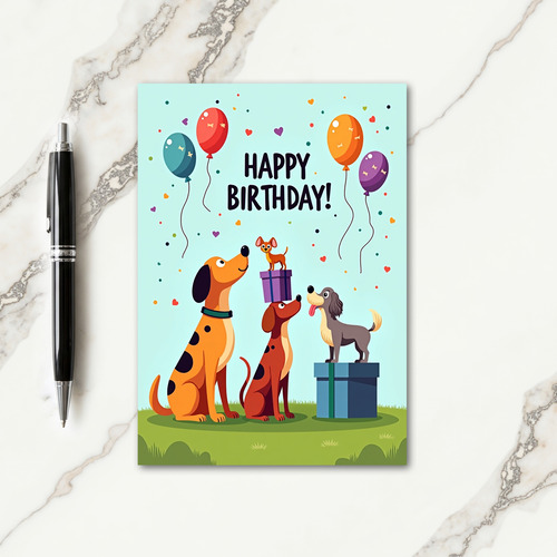 Canine Party Balloons Card