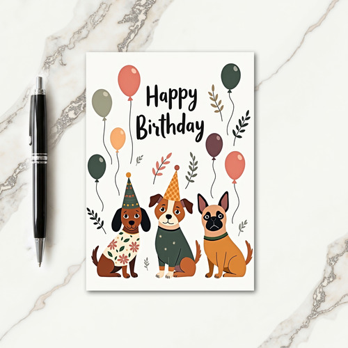 Canine Party Birthday Card