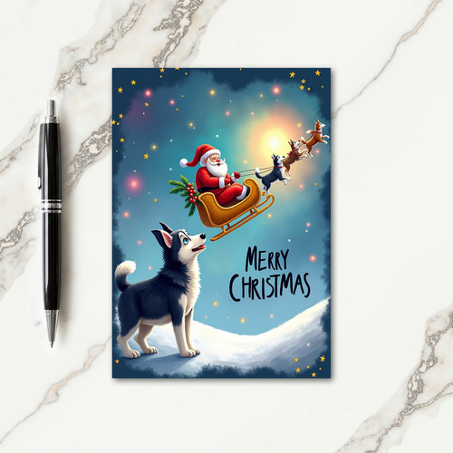 Canine Sleigh Christmas Card