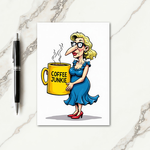 Caricature Birthday Mug Lady Card
