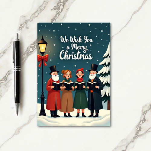 Carolers Snowy Night Card thumbnail