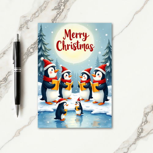 Caroling Birds Christmas Card