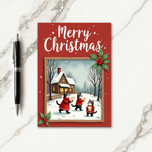 Caroling Cats Christmas Card