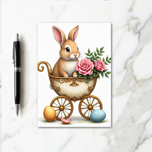 Carriage Bunny Spring Celebration Card