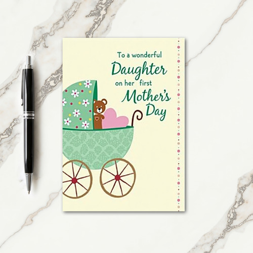 Carriage Mothers Day Scene Card