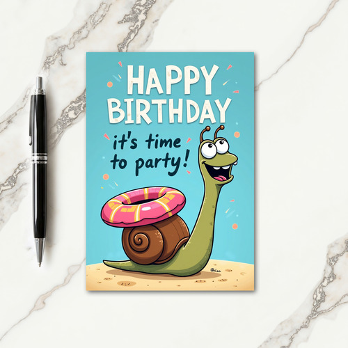 Cartoon Beach Birthday Card