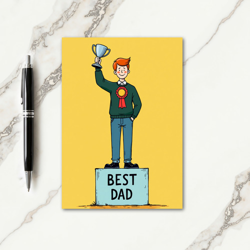 Cartoon Best Dad Trophy Card
