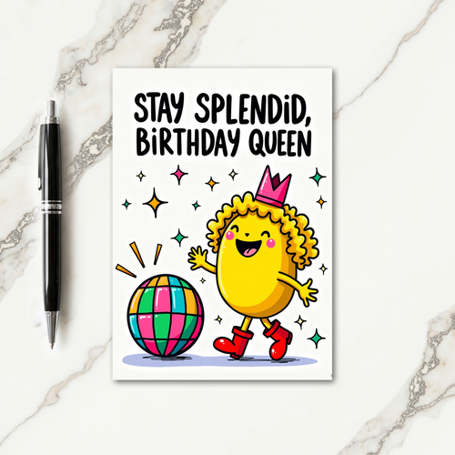 Cartoon Birthday Queen Card