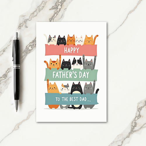Cartoon Cats Fathers Day Card