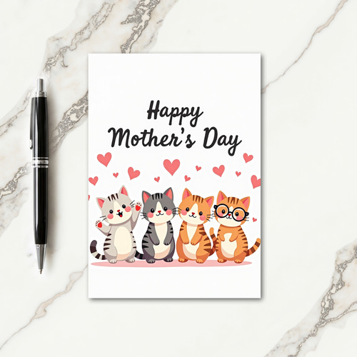 Cartoon Cats Mothers Day Card