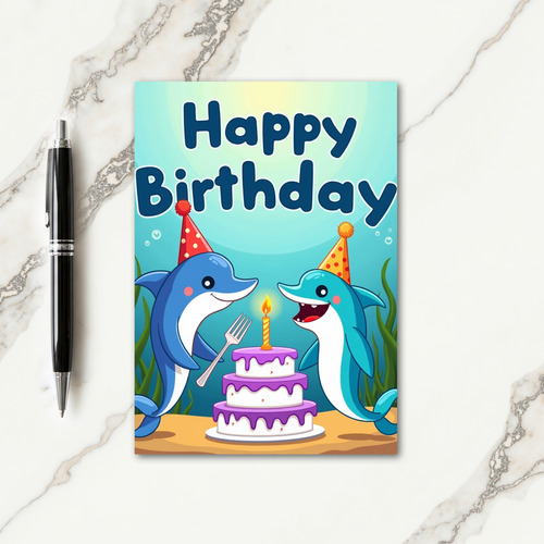 Cartoon Cetacean Party Card