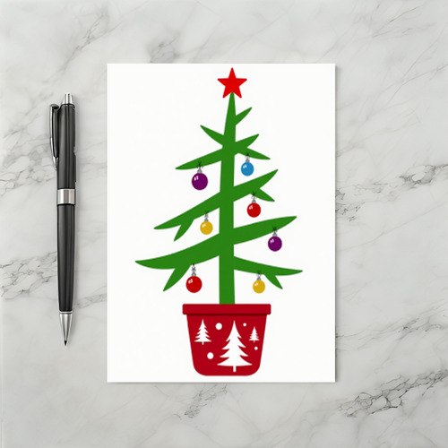 Cartoon Christmas Cactus Holiday Card