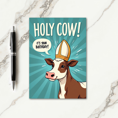 Cartoon Cow Birthday Card