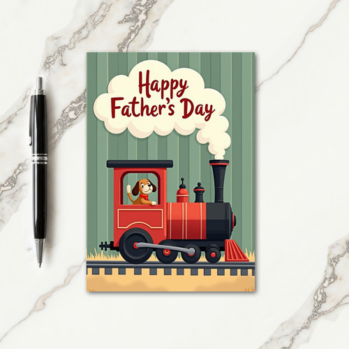 Cartoon Dog Fathers Day Wave Card
