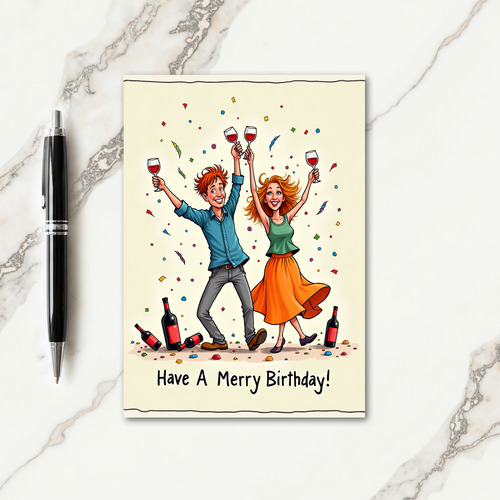 Cartoon Duo Birthday Toast Card