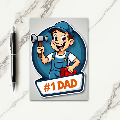 Cartoon Fathers Day Hero Card