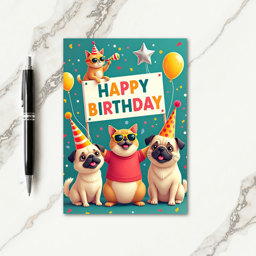 Cartoon Friends Birthday Card
