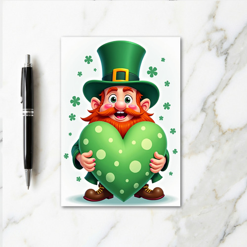 Cartoon Leprechaun Heart Card