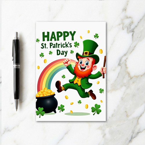 Cartoon Leprechaun St Patricks Card