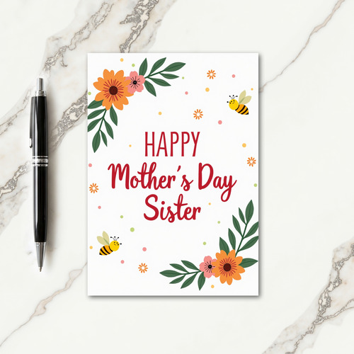 Cartoon Mothers Day Sister Card