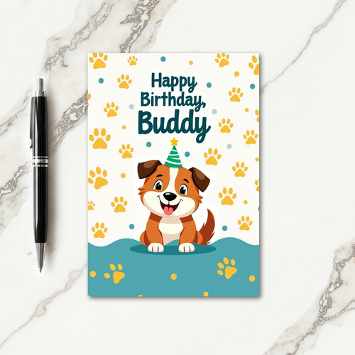 Cartoon Pup Birthday Card