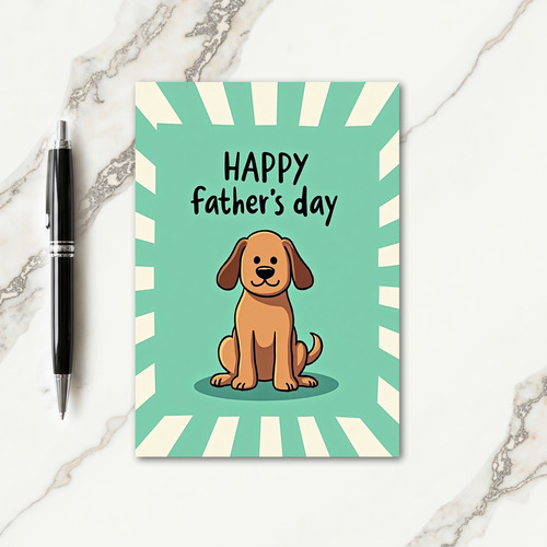 Cartoon Pup Fathers Day Wish Card