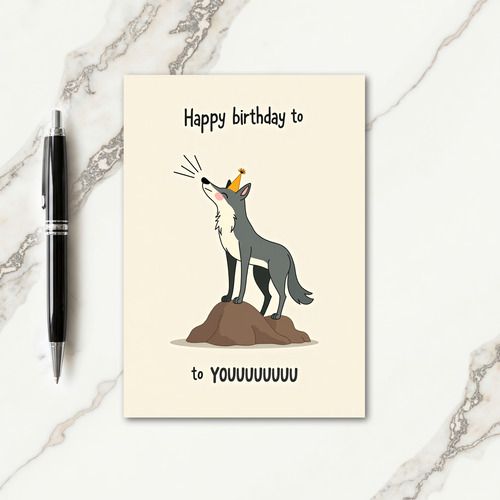 Cartoon Pup Party Hat Card