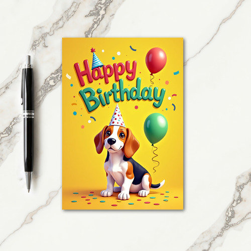 Cartoon Puppy Birthday Card