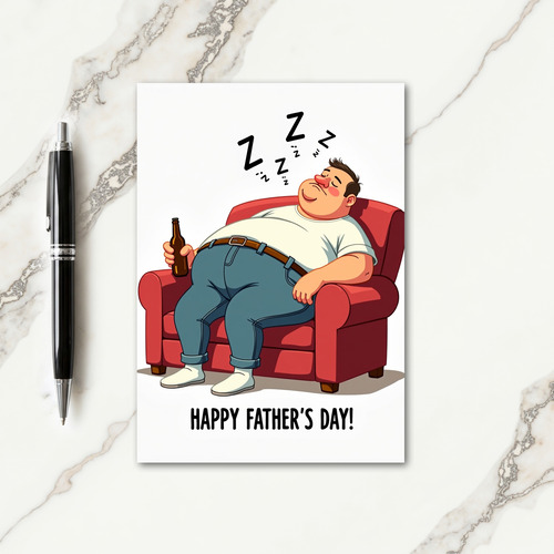 Cartoon Sleeping Fathers Day Card
