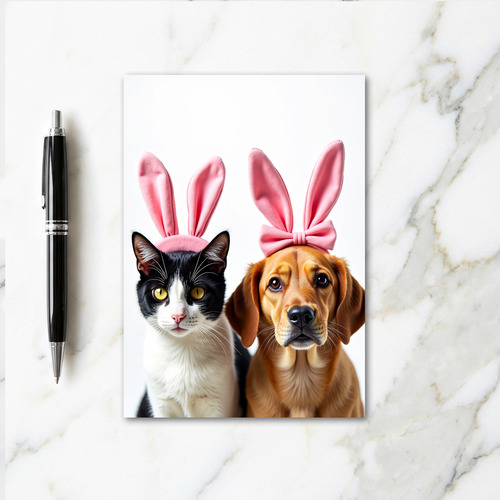 Cat And Dog Friends Fun Card