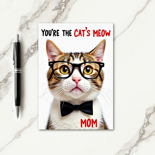 Cat Bowtie Mothers Day Card