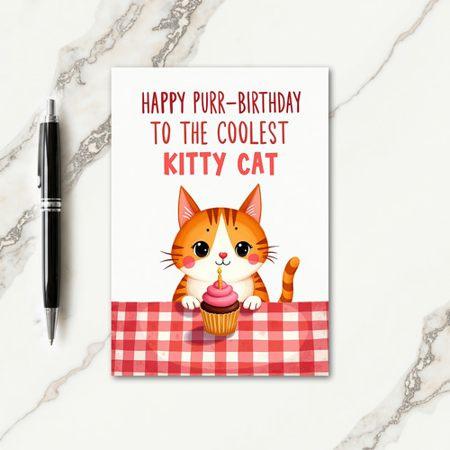 Cat Cupcake Birthday Card